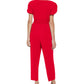 Calvin Klein Women's Tulip Sleeve Cropped Jumpsuit Red Size 6