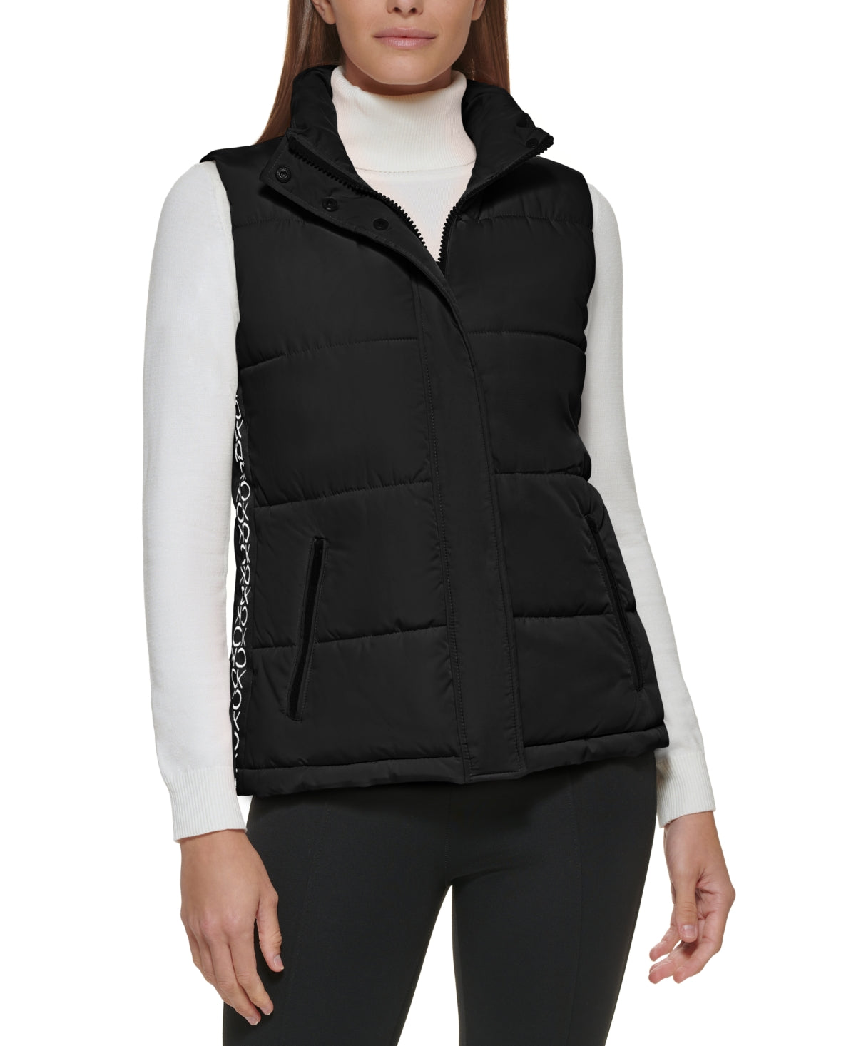 Calvin Klein Women's Side Logo Puffer Vest Black Size X-Large