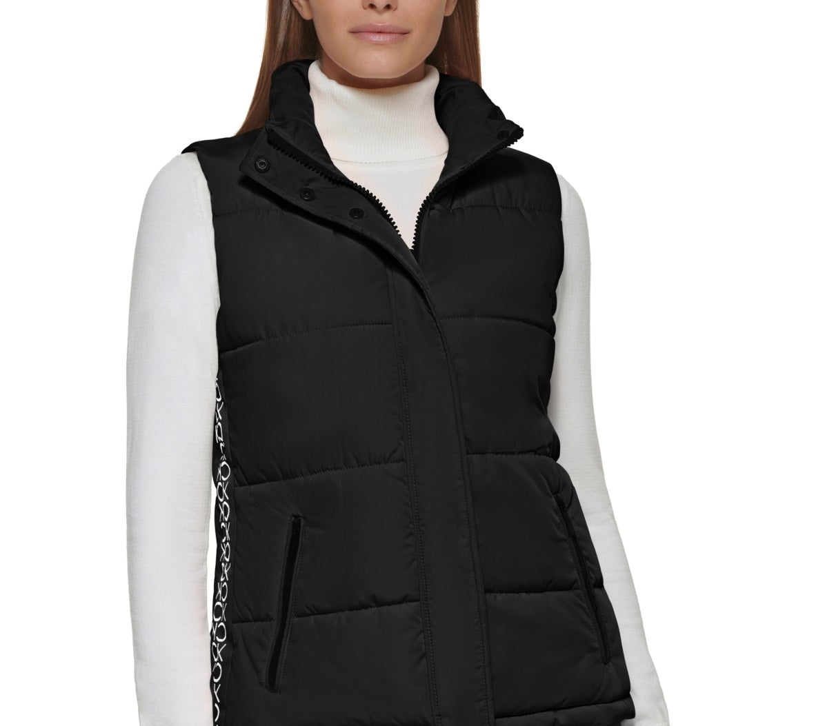 Calvin Klein Women's Side Logo Puffer Vest Black Size X-Large