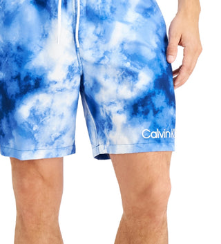 Calvin Klein Men's Tie Dye Volley Shorts Blue Size Small