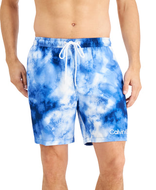 Calvin Klein Men's Tie Dye Volley Shorts Blue Size Small