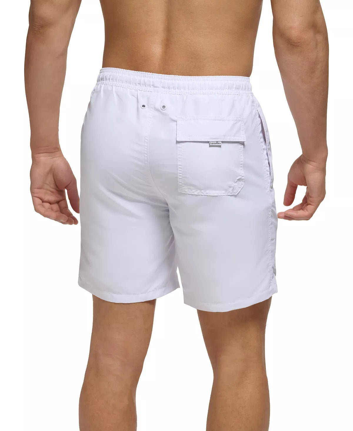 Calvin Klein Men's Logo 7 Volley Swim Trunks White Size Large