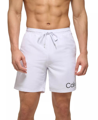 Calvin Klein Men's Logo 7 Volley Swim Trunks White Size Large