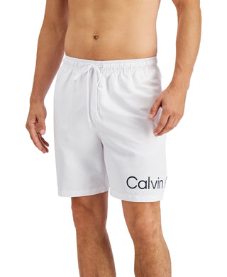 Calvin Klein Men's Logo 7 Volley Swim Trunks White Size Large