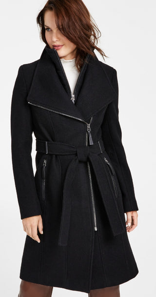 Calvin Klein Women's Belted Wrap Coat Black Size XL