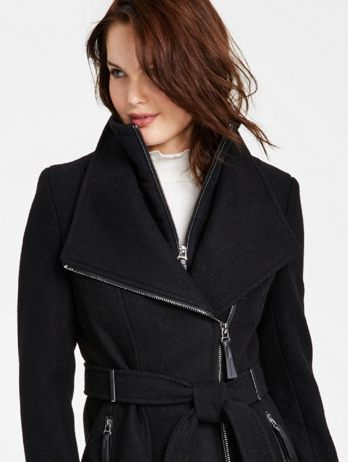 Calvin Klein Women's Belted Wrap Coat Black Size XL