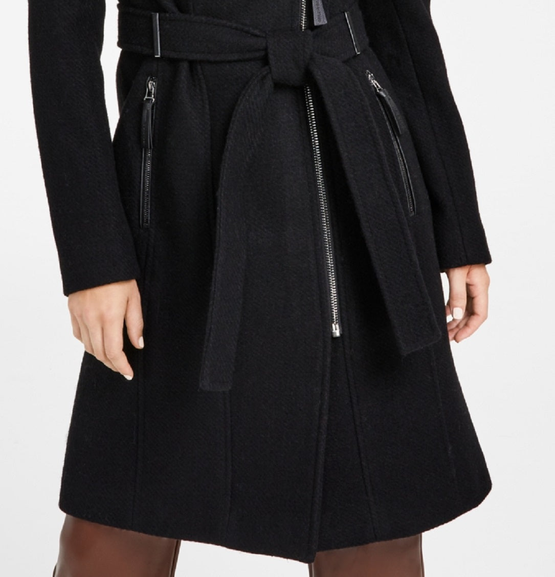 Calvin Klein Women's Belted Wrap Coat Black Size XL