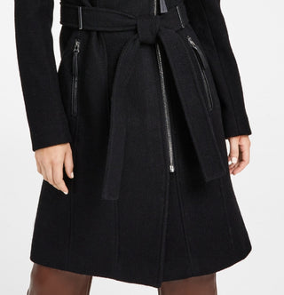 Calvin Klein Women's Belted Wrap Coat Black Size XL
