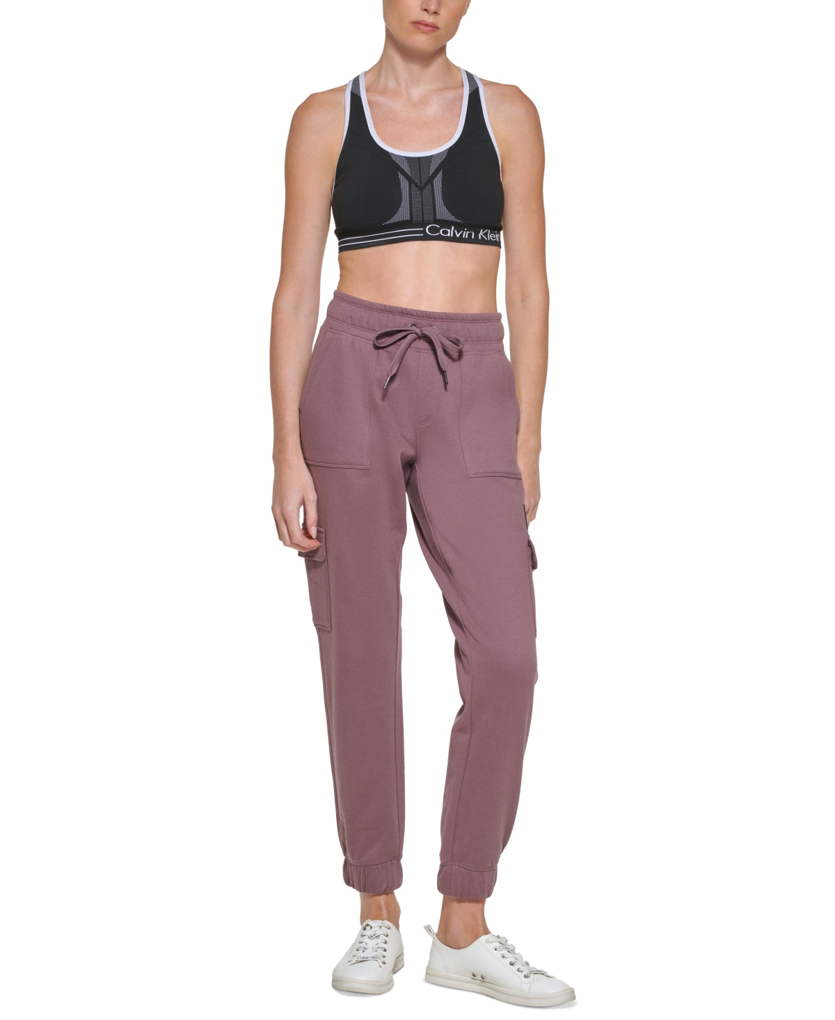 Calvin Klein Women's Slim Fit Cargo Jogger Pants Pink Size Large