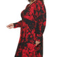 Calvin Klein Women's Scuba Crepe Floral Long Sleeve V Neck Dress Red Size 18W