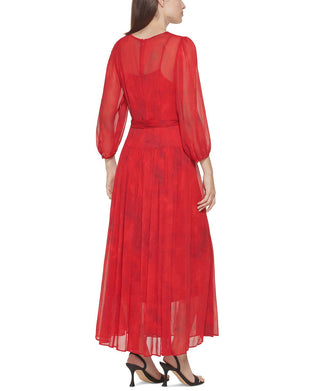 Calvin Klein Women's Printed Maxi Dress Red Size 10