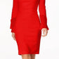 Calvin Klein Women's Chiffon Bell Sleeve Sheath Dress Red Size 16