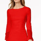 Calvin Klein Women's Chiffon Bell Sleeve Sheath Dress Red Size 16