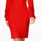 Calvin Klein Women's Chiffon Bell Sleeve Sheath Dress Red Size 16
