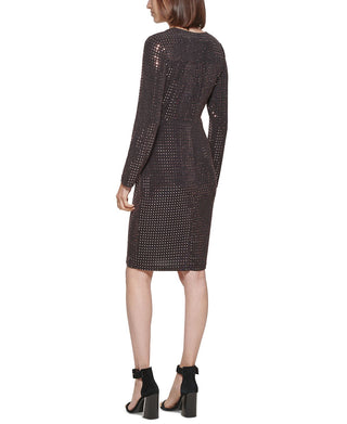 Calvin Klein Women's Glitter Knit Surplice Dress Black Size 6