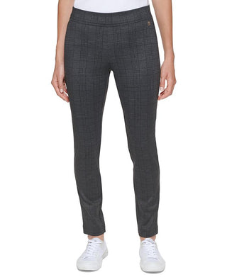 Calvin Klein Women's Plaid Office Straight Leg Pants Black Size X-Small
