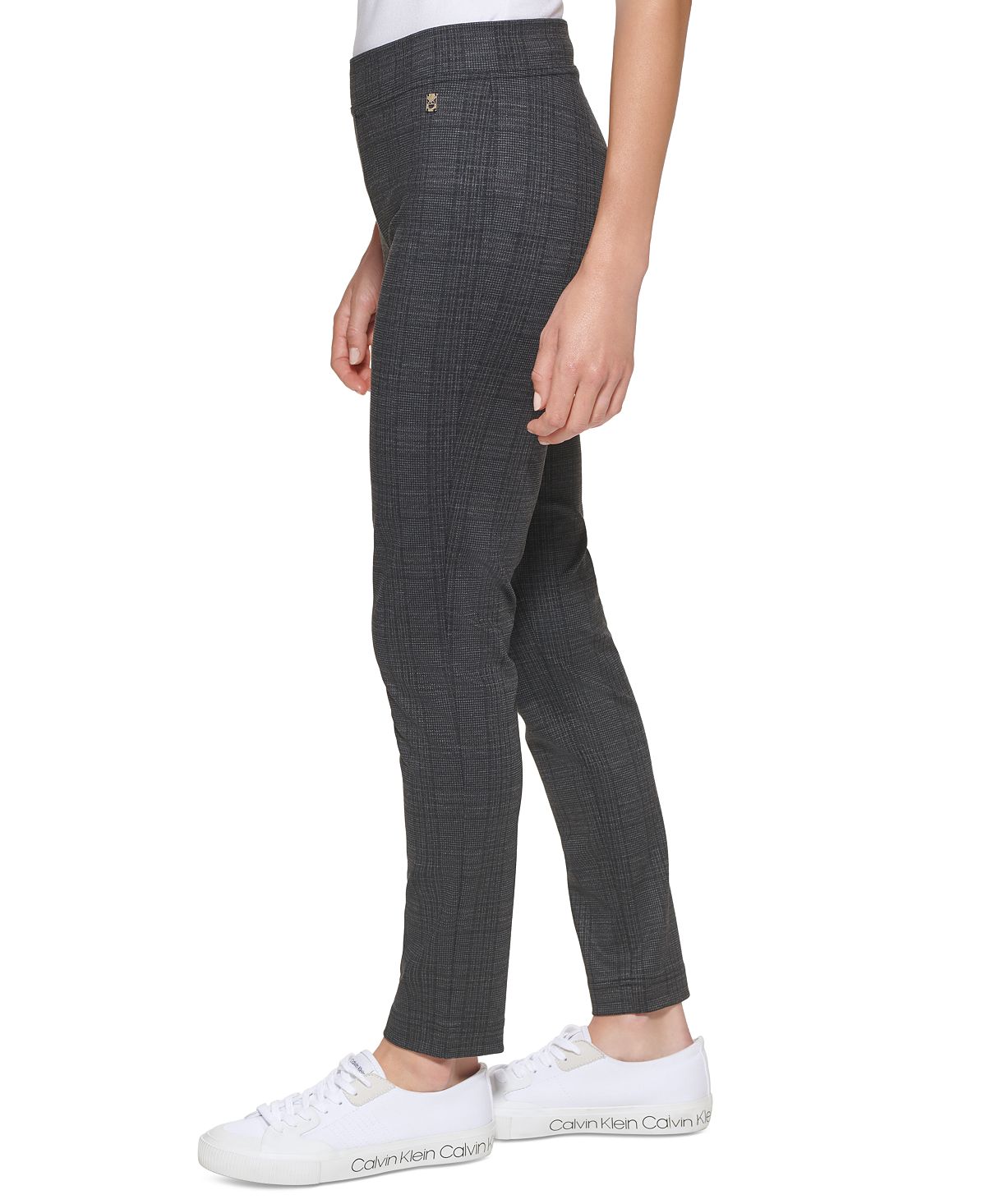 Calvin Klein Women's Plaid Office Straight Leg Pants Black Size X-Small