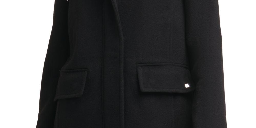 Calvin Klein Women's Faux Fur Trim Hooded Walker Coat Black Size Small