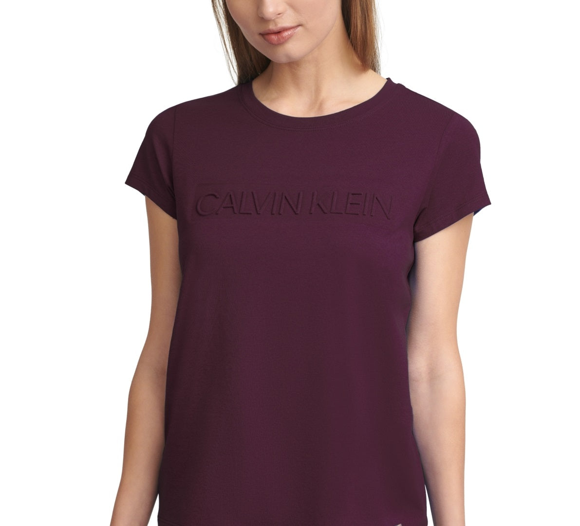 Calvin Klein Women's Short Sleeve Logo T Shirt Purple