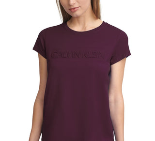 Calvin Klein Women's Short Sleeve Logo T Shirt Purple