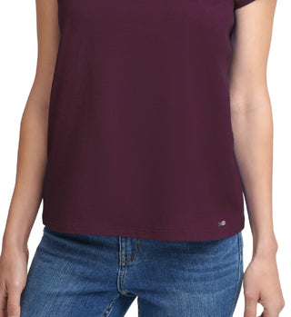 Calvin Klein Women's Short Sleeve Logo T-Shirt Purple Size Small