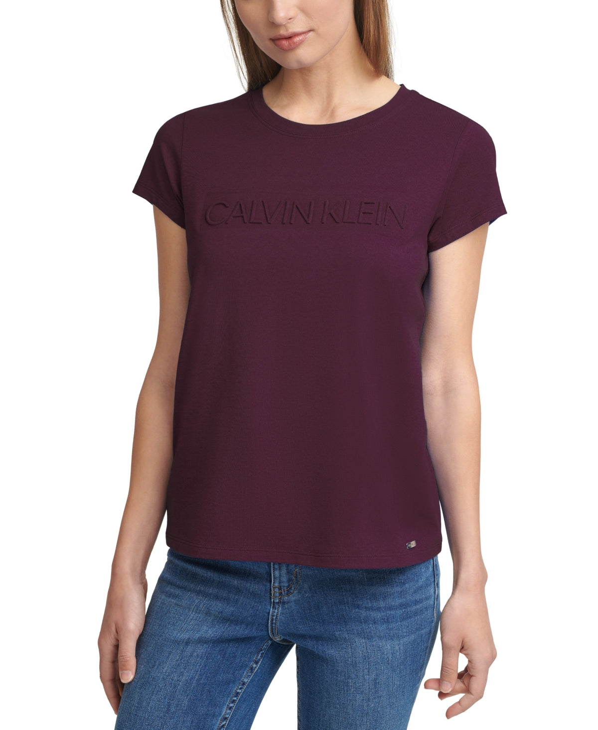 Calvin Klein Women's Short Sleeve Logo T-Shirt Purple Size Small