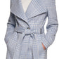 Calvin Klein Women's Asymmetrical Belted Wrap Coat Blue Size M