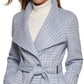 Calvin Klein Women's Asymmetrical Belted Wrap Coat Blue Size M