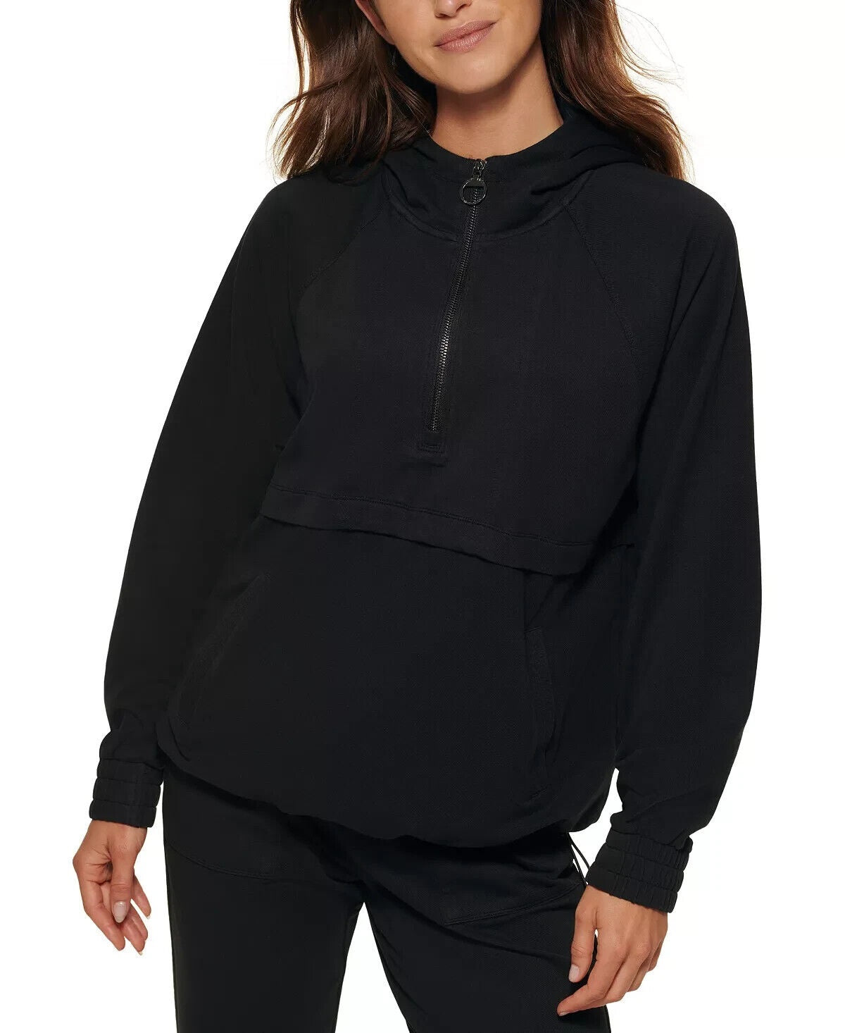 Calvin Klein Women's Garment Dyed 1/2 Zip Hoodie Black Size X-Large