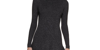 Calvin Klein Women's Mock Neck Sweater Dress Black Size Medium