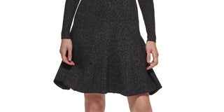 Calvin Klein Women's Mock Neck Sweater Dress Black Size Medium