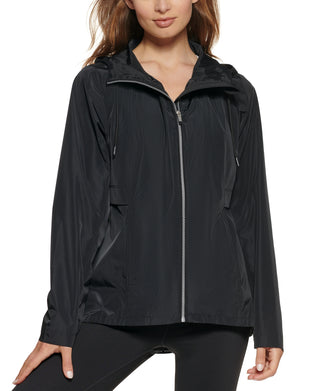 Calvin Klein Women's Hooded Side-Snap Jacket Black Size Large