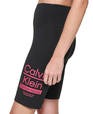 Calvin Klein Women's Split Logo High Waist Biker Shorts Pink Size Large