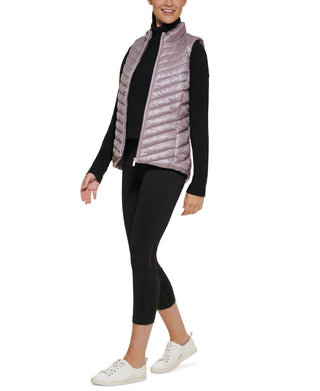 Calvin Klein Women's Diagonal Quilted Vest Purple Size Medium