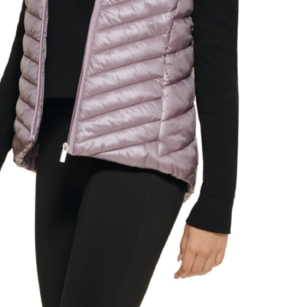 Calvin Klein Women's Diagonal Quilted Vest Purple Size Medium
