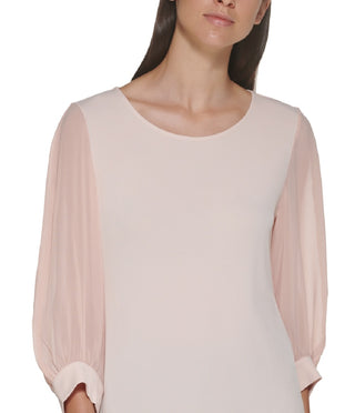 Calvin Klein Women's 3/4 Chiffon Sleeve Blouse Pink Size X-Large