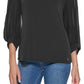 Calvin Klein Women's Crewneck Sheer Blouse Black Size X-Small