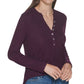 Calvin Klein Women's Long Sleeve Henley Purple Size X-Large