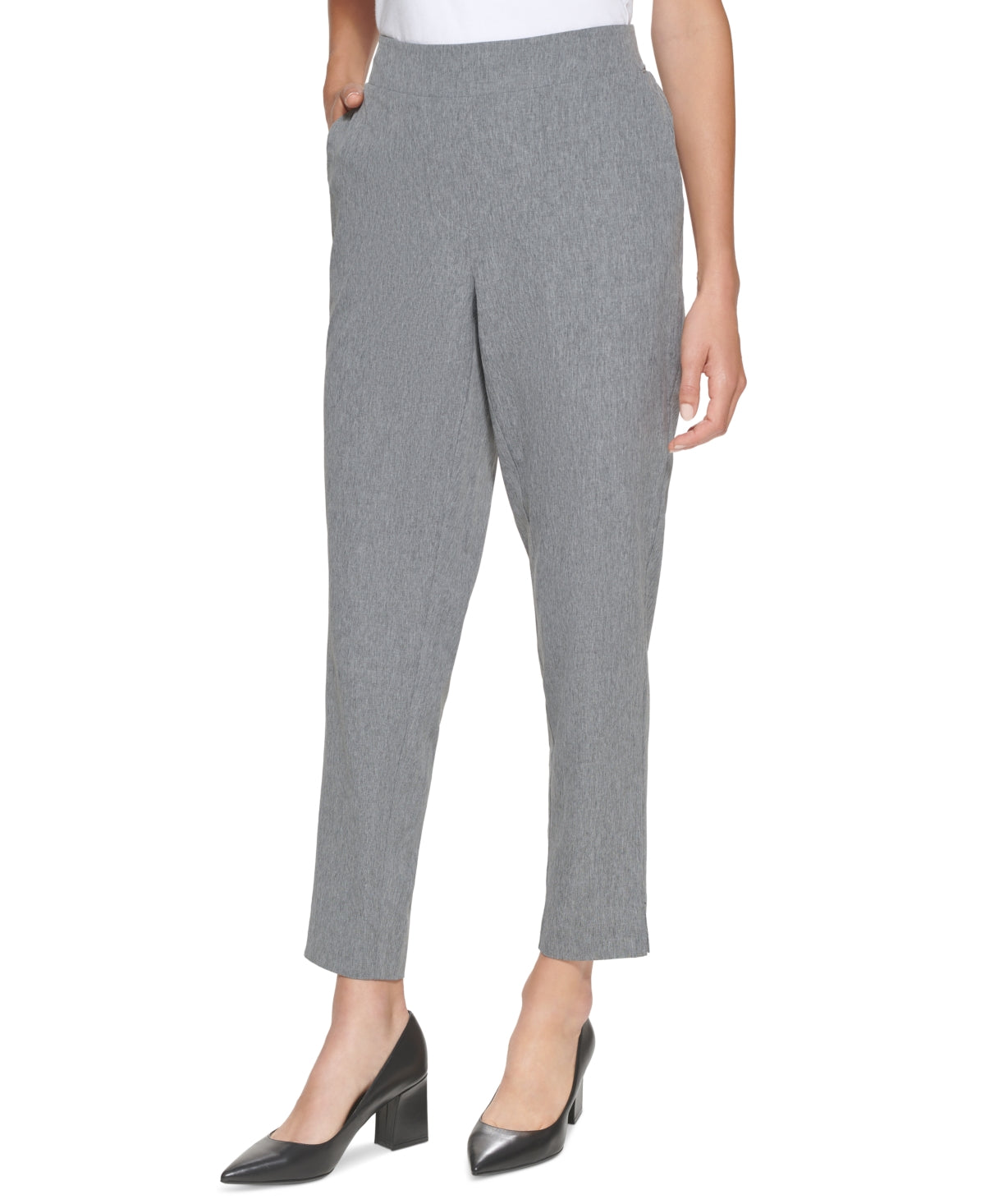 Calvin Klein Women's Elastic Back High Rise Dress Pants Gray Size Medium