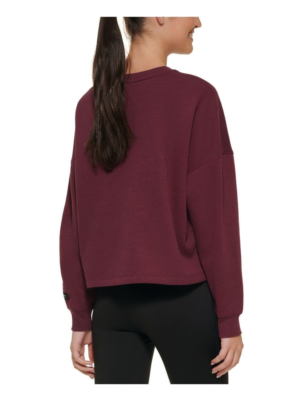 Calvin Klein Women's Stacked Logo Cropped Sweatshirt Red Size Small