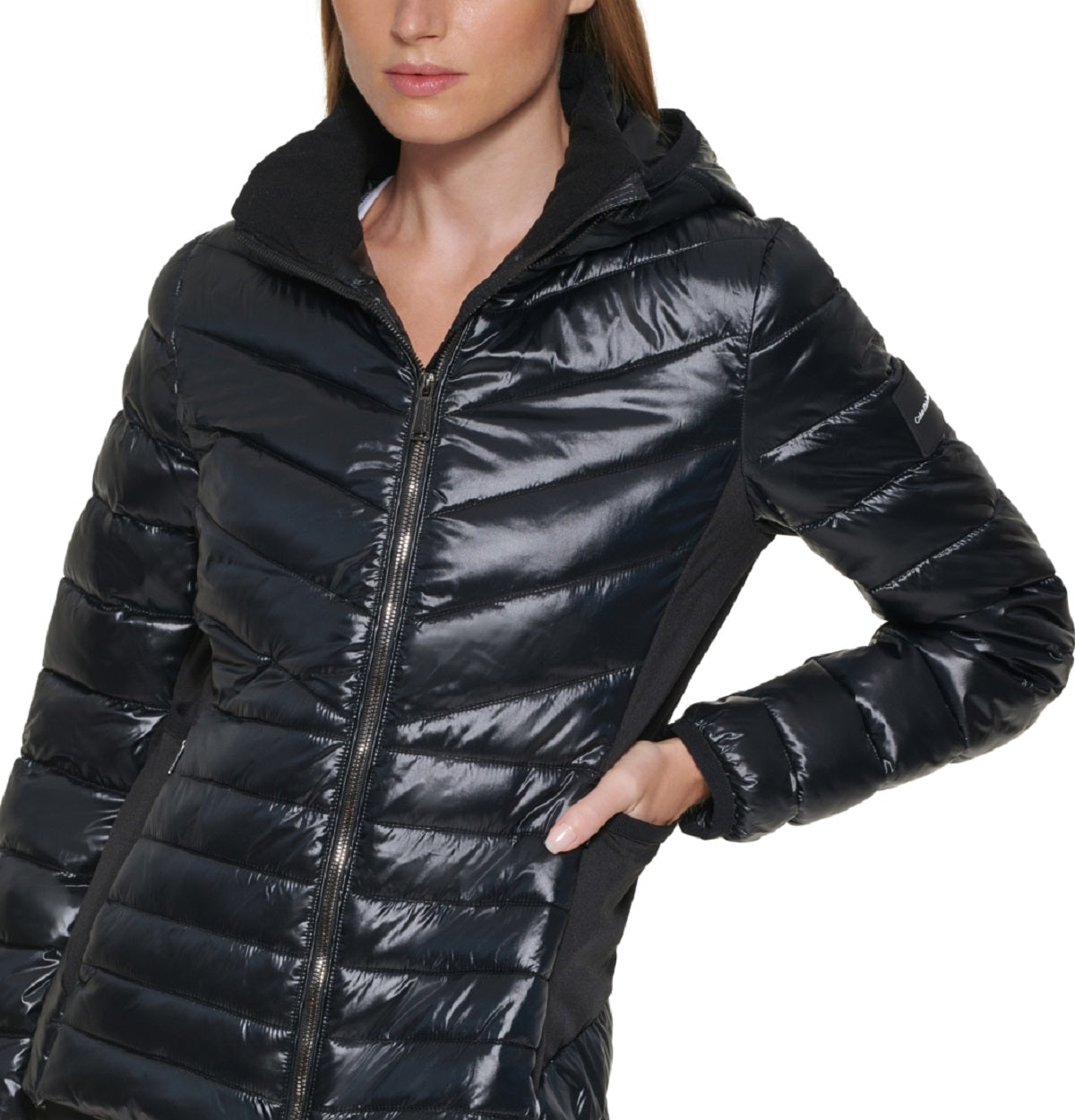 Calvin Klein Women's Hooded Puffer Coat Black Size Small