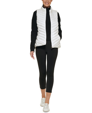 Calvin Klein Women's Diagonal Quilted Vest White Size X-Large
