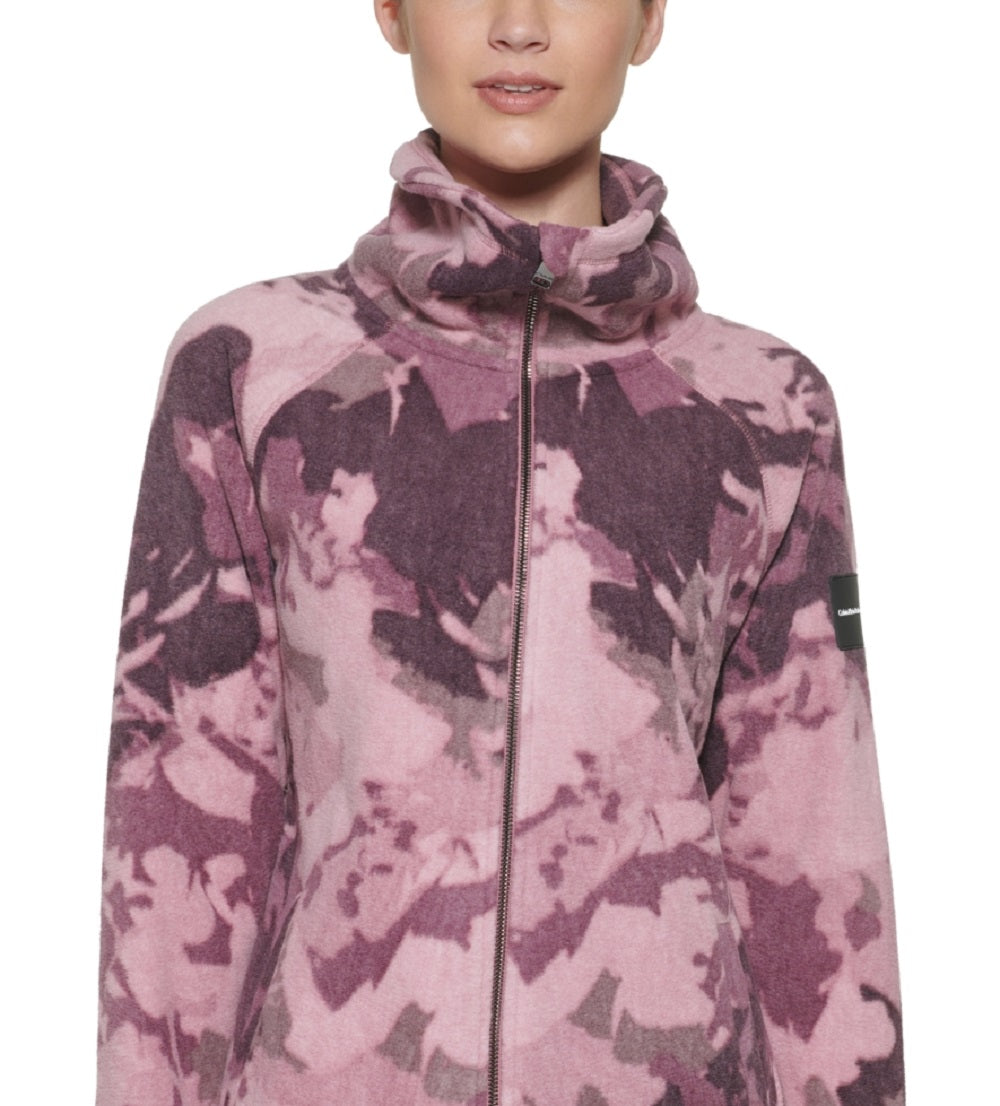 Calvin Klein Women's Mock Neck Zippered Sweatshirt Brown Size Large