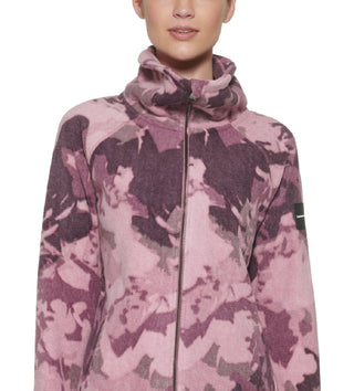 Calvin Klein Women's Mock Neck Zippered Sweatshirt Brown Size Large