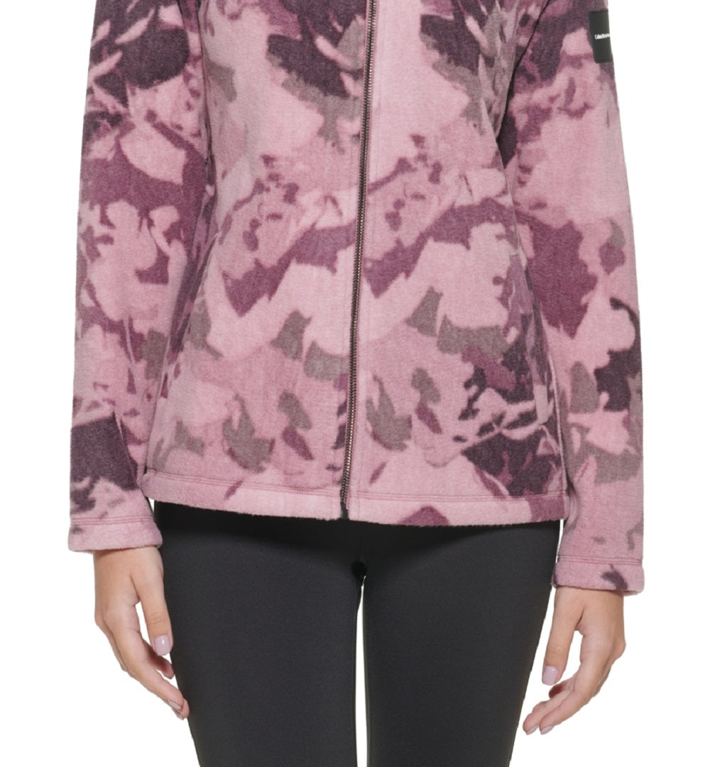 Calvin Klein Women's Mock Neck Zippered Sweatshirt Brown Size Large