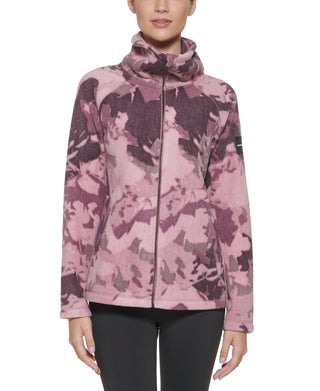 Calvin Klein Women's Mock Neck Zippered Sweatshirt Brown Size Large