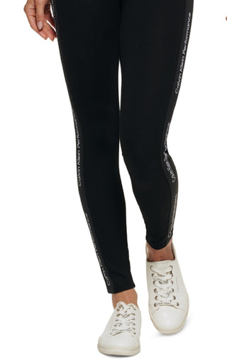 Calvin Klein Women's Minimal Logo Tape High Waisted Leggings Black Size Large