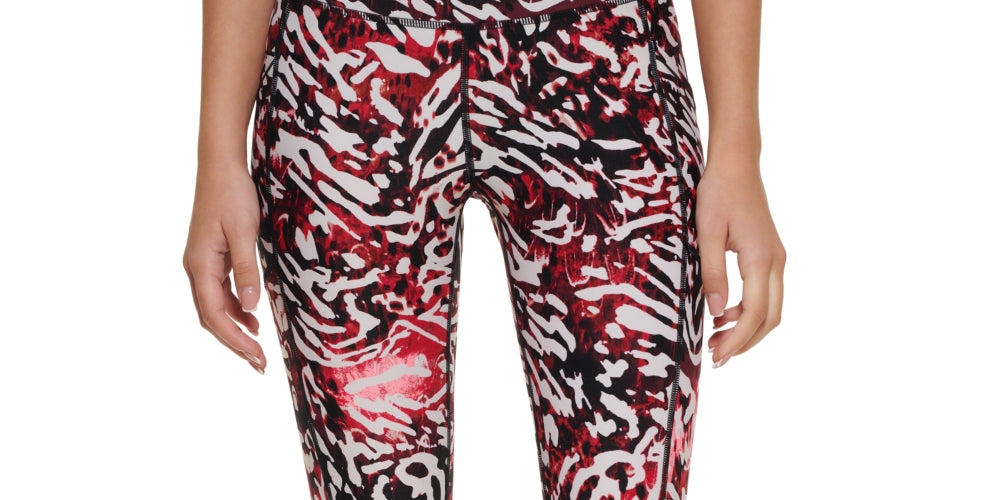 Calvin Klein Women's Performance Printed High Rise Leggings Red Size M