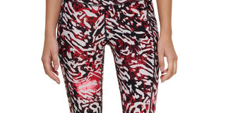 Calvin Klein Women's Performance Printed High Rise Leggings Red Size M