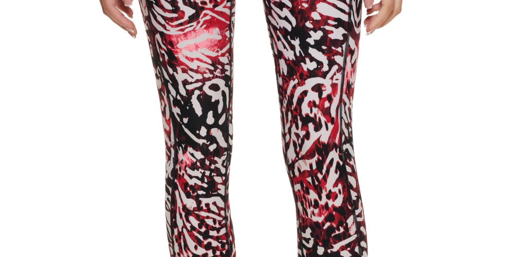 Calvin Klein Women's Performance Printed High Rise Leggings Red Size M